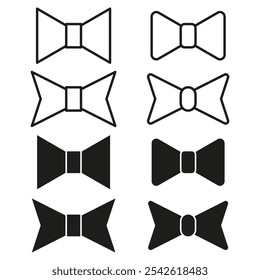 Bow-Krawatte-Symbol. Formales Zubehörsymbol. Einfache Mode-Vektor. Schwarz-Weiß-Design.