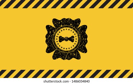 bow tie icon grunge warning sign emblem. Vector Illustration. Detailed.