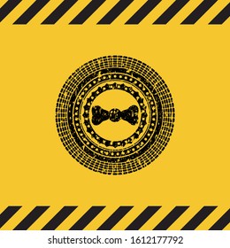 bow tie icon grunge warning sign emblem. Vector Illustration. Detailed.