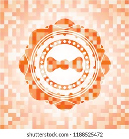bow tie icon inside abstract orange mosaic emblem