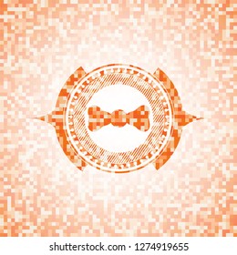 bow tie icon inside abstract orange mosaic emblem with background