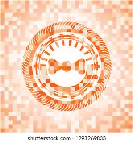 bow tie icon inside abstract orange mosaic emblem
