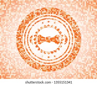 bow tie icon inside abstract orange mosaic emblem with background