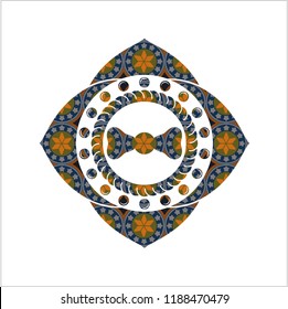 bow tie icon inside arabesque style emblem. arabic decoration.
