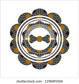 bow tie icon inside arabesque badge background. arabic decoration.