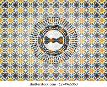 bow tie icon inside arabesque style emblem. arabic decoration.