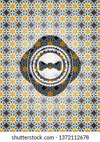 bow tie icon inside arabesque style badge. arabic decoration.
