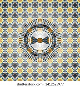 bow tie icon inside arabesque badge background. arabic decoration.