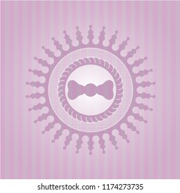 bow tie icon inside badge with pink background