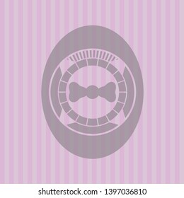 bow tie icon inside badge with pink background