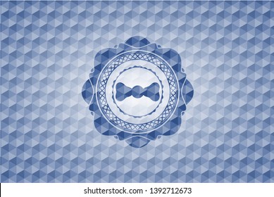 bow tie icon inside blue hexagon emblem.