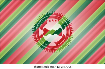 bow tie icon inside christmas emblem background.