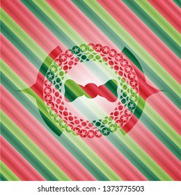 bow tie icon inside christmas emblem background.