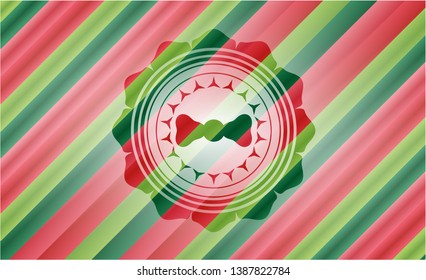 bow tie icon inside christmas colors style emblem.
