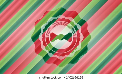 bow tie icon inside christmas style emblem.