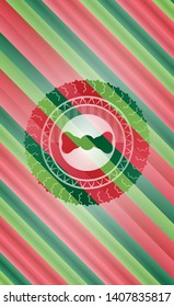 bow tie icon inside christmas emblem.