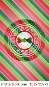 bow tie icon inside christmas colors style badge. 