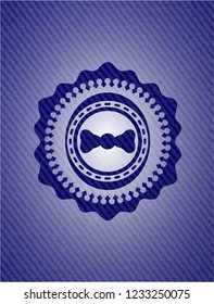 bow tie icon inside emblem with jean high quality background
