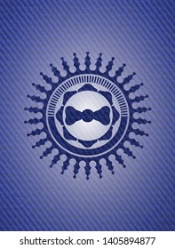 bow tie icon inside emblem with jean high quality background