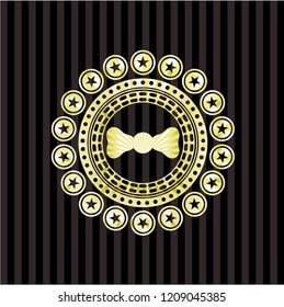 bow tie icon inside gold shiny badge