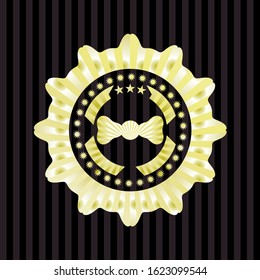bow tie icon inside gold badge or emblem