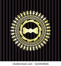 bow tie icon inside golden emblem