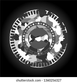 bow tie icon inside grey camo texture