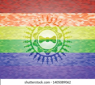bow tie icon inside lgbt colors emblem 