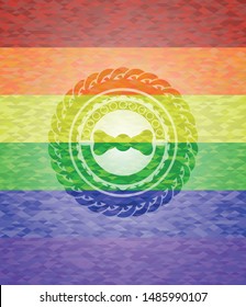bow tie icon inside lgbt colors emblem 