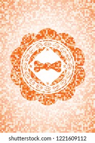 bow tie icon inside orange mosaic emblem