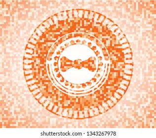 bow tie icon inside orange mosaic emblem