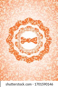 bow tie icon inside orange mosaic emblem