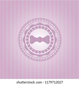 bow tie icon inside pink emblem. Retro