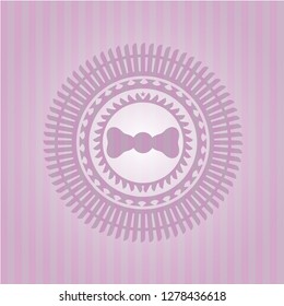 bow tie icon inside pink emblem. Retro