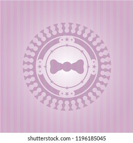 bow tie icon inside realistic pink emblem