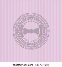 bow tie icon inside realistic pink emblem