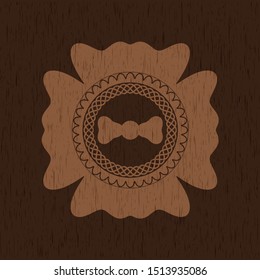 bow tie icon inside realistic wooden emblem