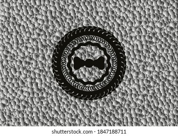 Bugbinden-Symbol in einem realistischen schwarzen Emblem mit grauem Hintergrund. Vektorgrafik. Detaillierte Angaben. 