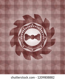 bow tie icon inside red geometric emblem. Seamless.