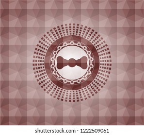 bow tie icon inside red emblem with geometric background. Seamless.