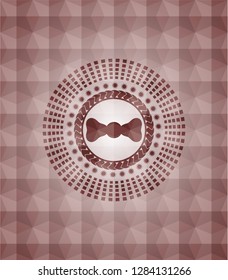 bow tie icon inside red badge with geometric pattern background. Seamless.