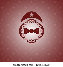 bow tie icon inside red emblem. Retro