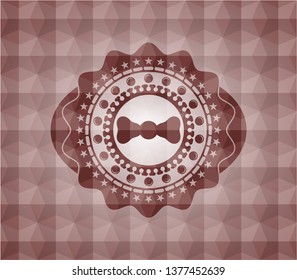 bow tie icon inside red badge with geometric pattern background. Seamless.