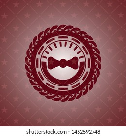 bow tie icon inside red emblem. Vintage.