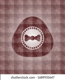 bow tie icon inside red badge with geometric pattern background. Seamless.