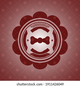 bow tie icon inside red icon or emblem. 
