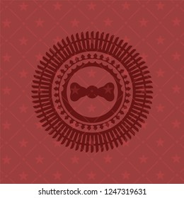 bow tie icon inside retro red emblem