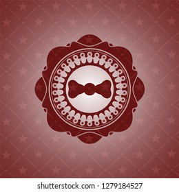 bow tie icon inside retro red emblem