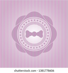 bow tie icon inside retro pink emblem