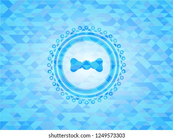 bow tie icon inside sky blue mosaic emblem